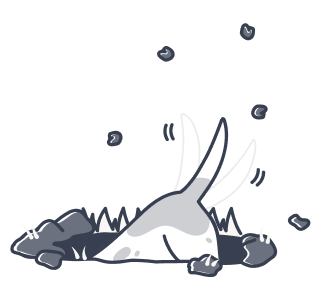 Illustration of a dog digging a hole in the ground