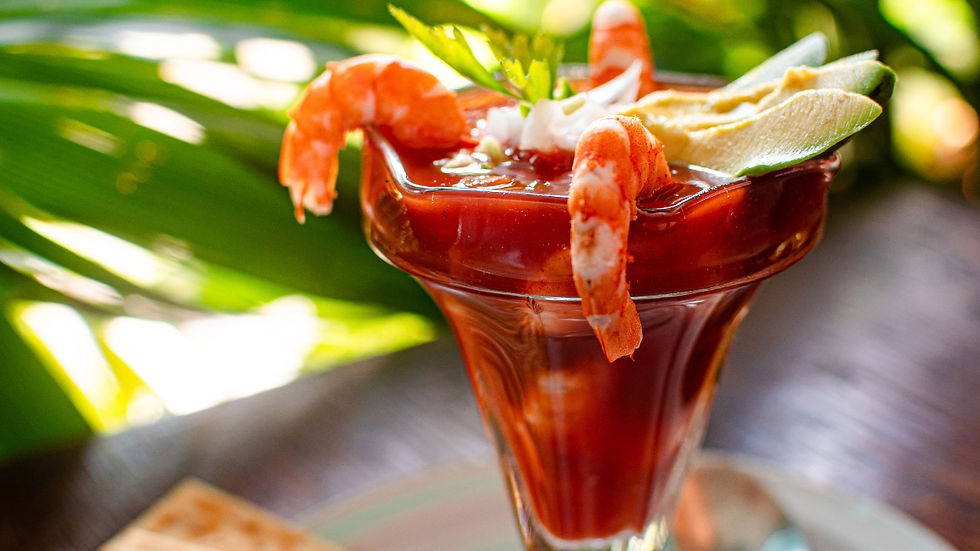 Shrimp cocktail in a tall glass