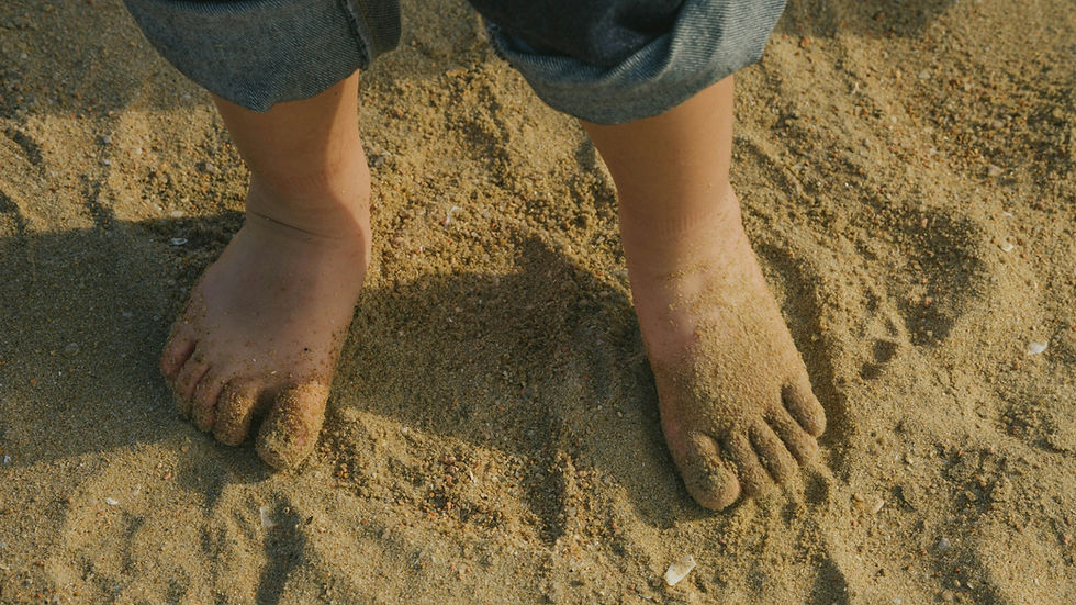 Close-up of dirty bare feet