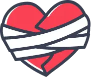 Illustration of a broken heart wrapped in bandages