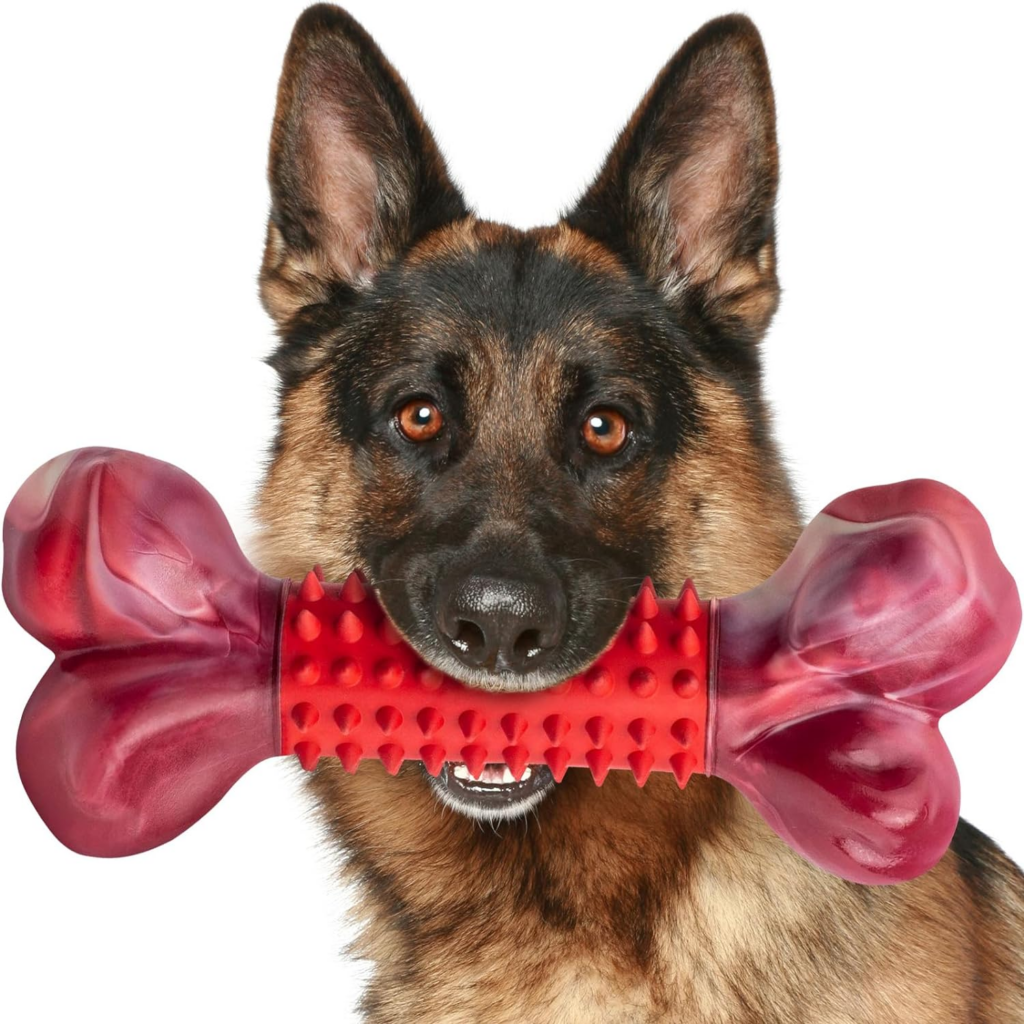 Apasiri Indestructible Dog Toy in dogs mouth