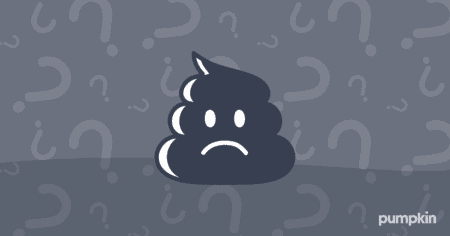 illustration of black dog poop with sad face